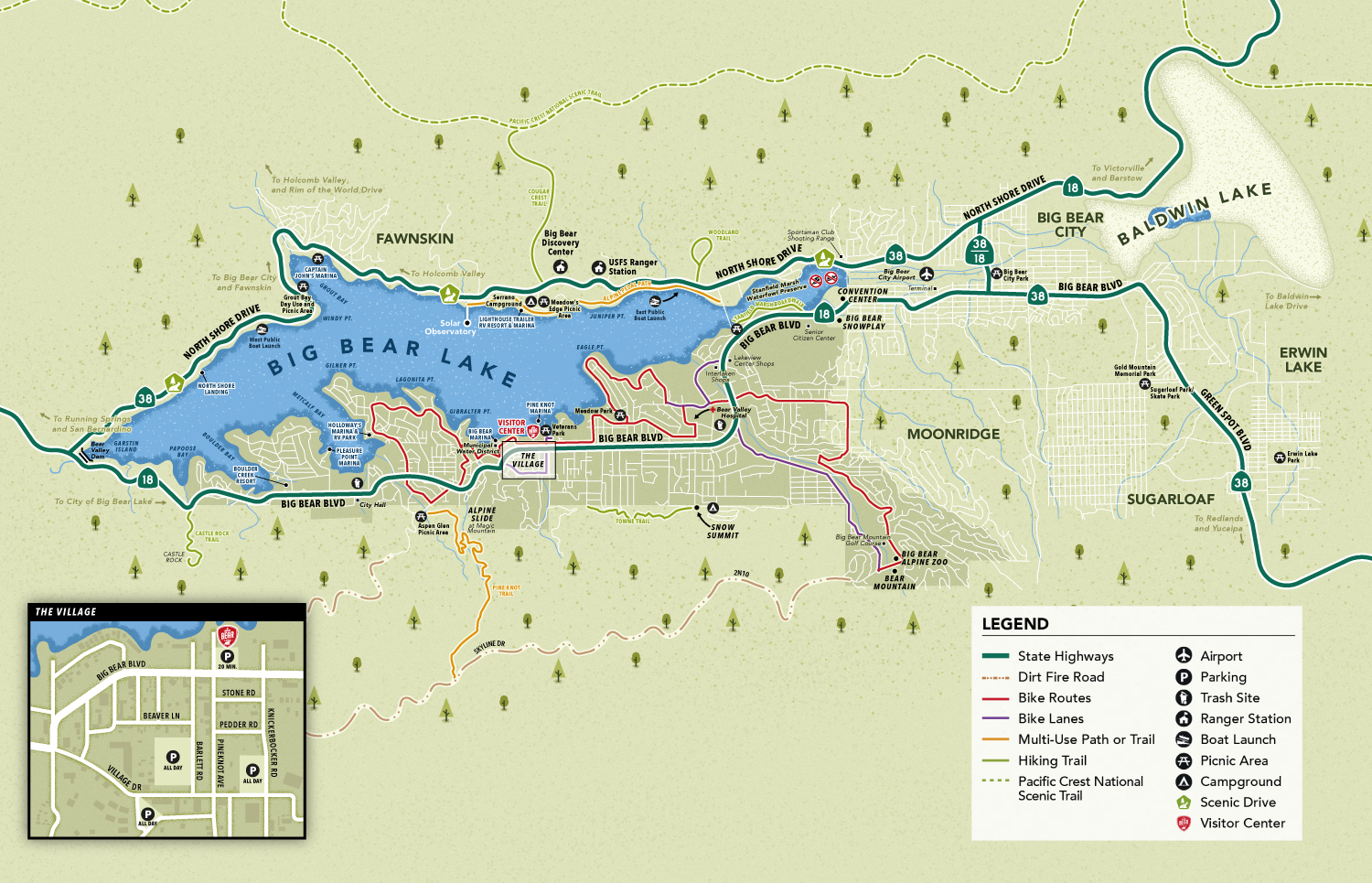 Street map of Big Bear Lake, California