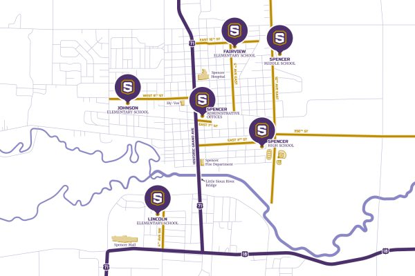Location of schools in this Iowa community