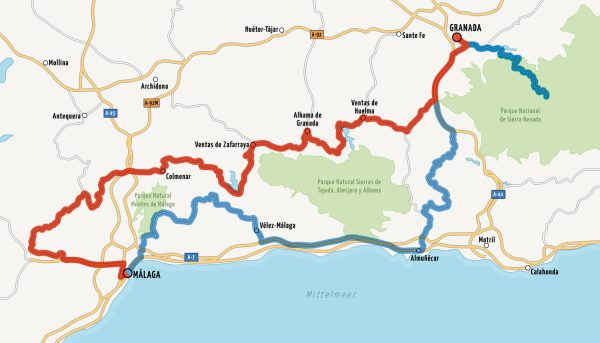 Loop itinerary in Spain