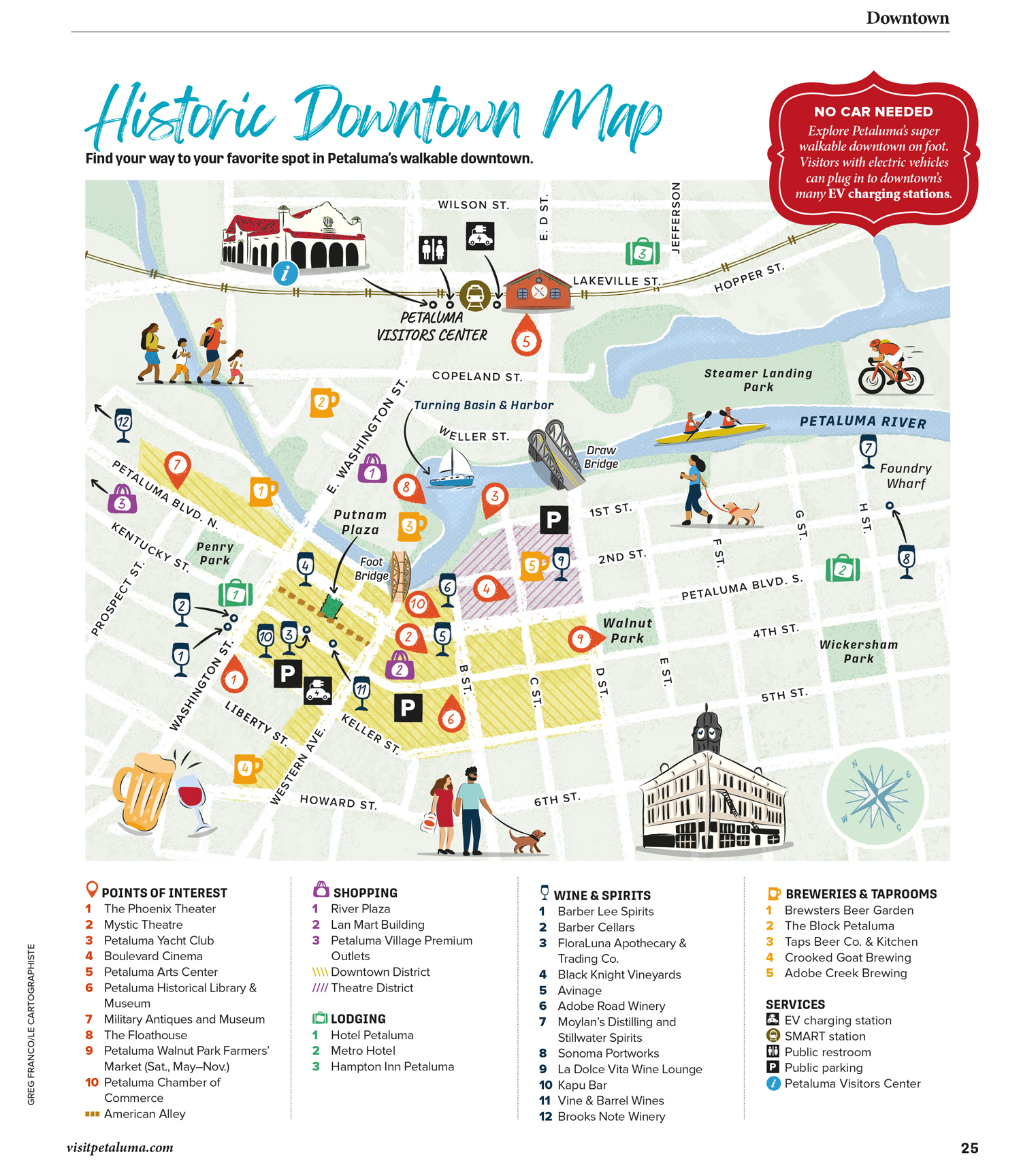 Petaluma historic downtown map le cartographiste greg franco