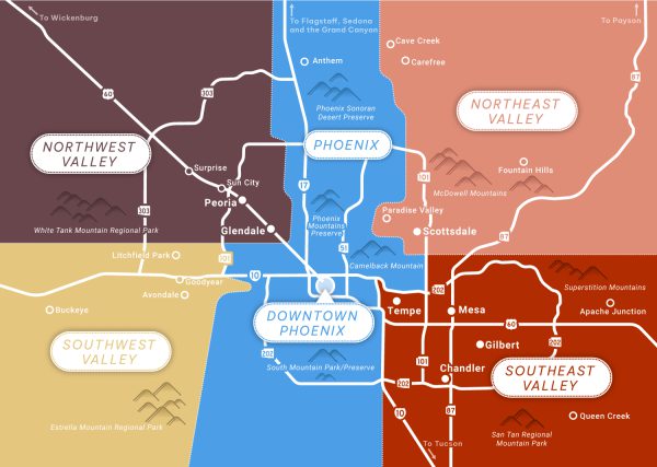 Division of the different neighbourhoods of Phoenix, AZ