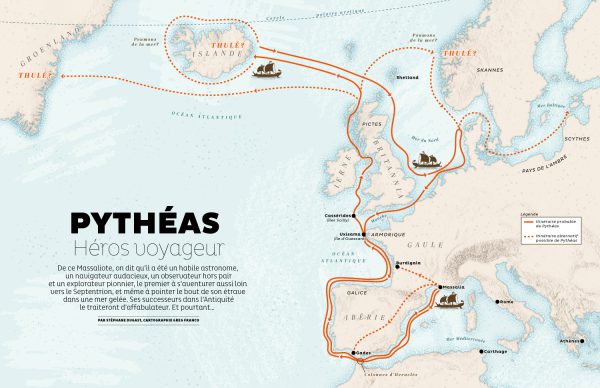 Spread page showing Pytheas' itinerary