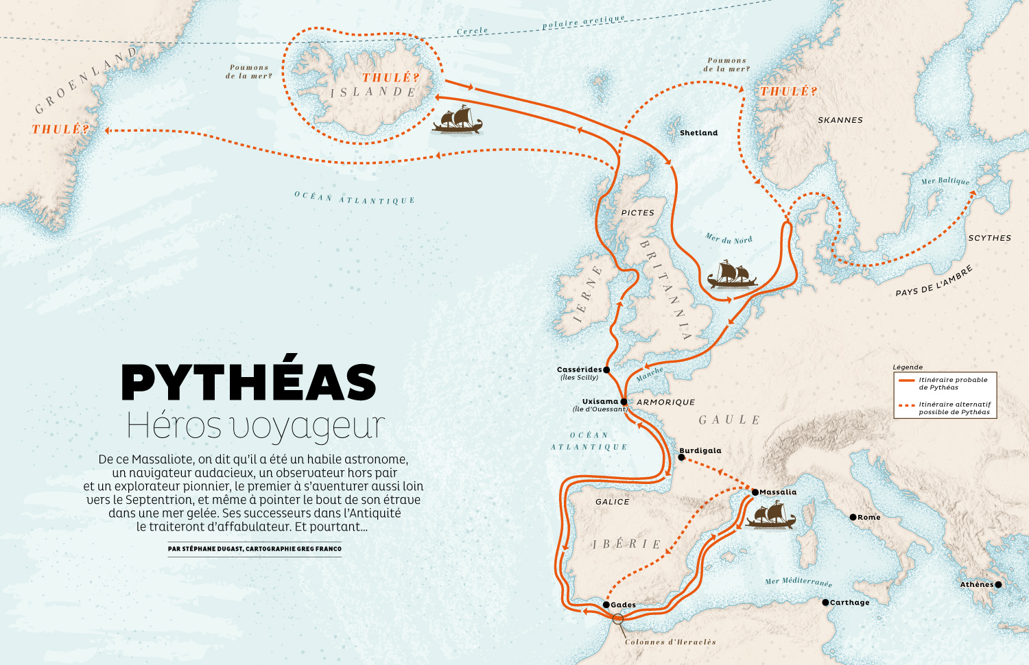 Spread page showing Pytheas' itinerary