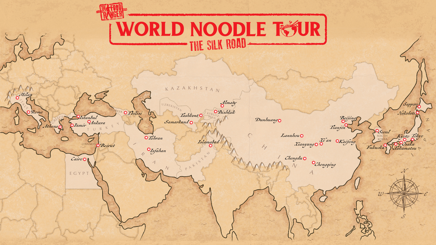 Map of the silk road for a Youtuber