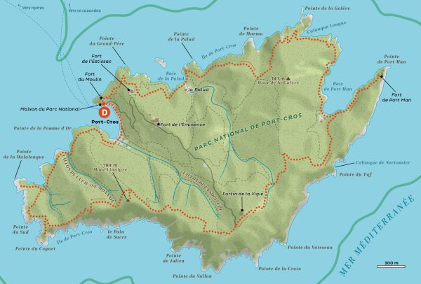 Port Cros trail map for Terre Sauvage Magazine