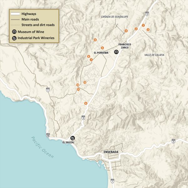 Map of Valle de Guadalupe