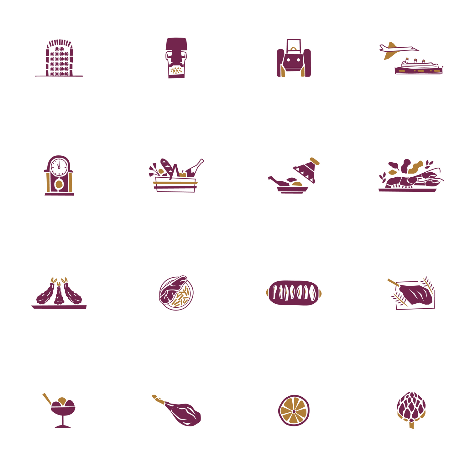 Food spot illustrations for Krug Champagne at the Table in minimalist cut-out style by Greg Franco - Le Cartographiste
