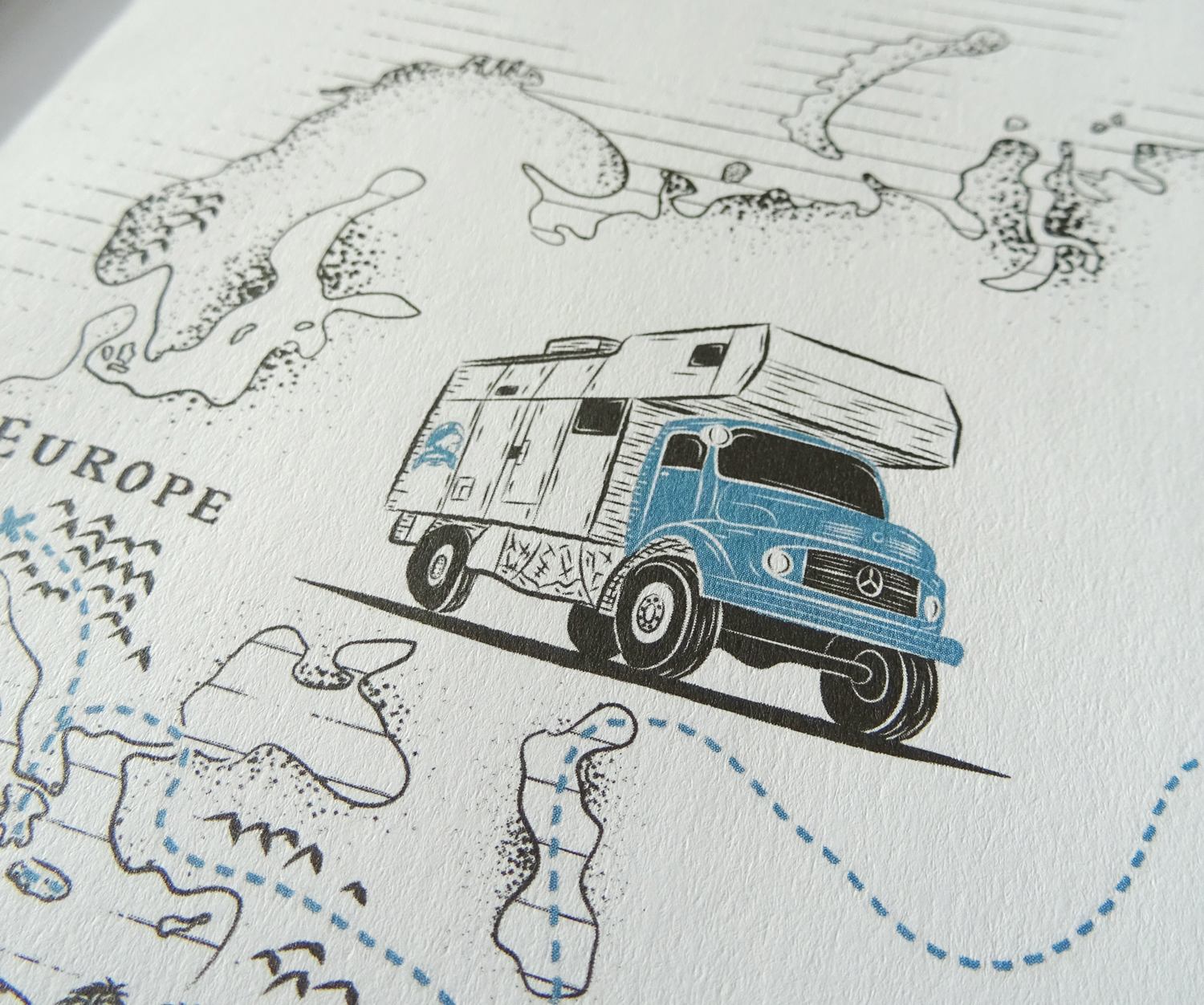 Close-up on the illustration of the truck used for this world tour