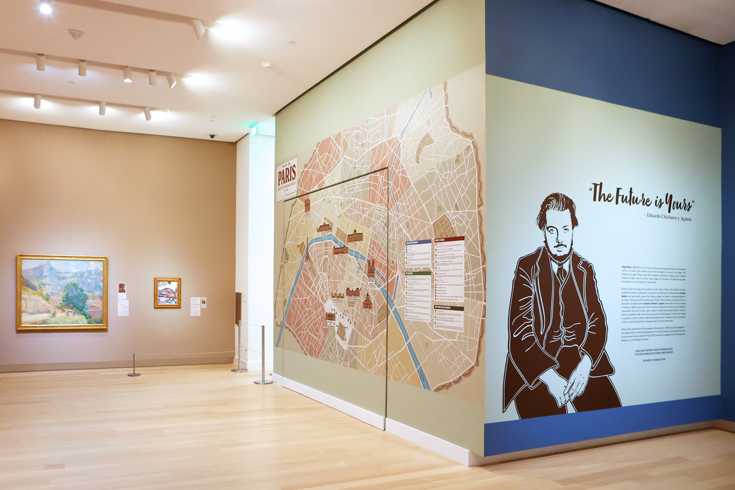 Picture of the wall featuring the map in the exhibition gallery