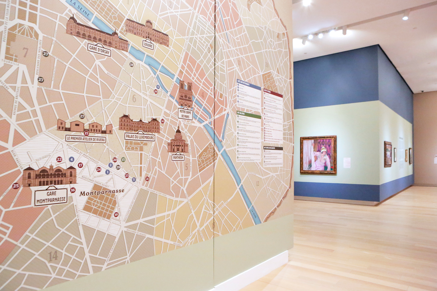 Close-up picture of the map in the exhibition gallery