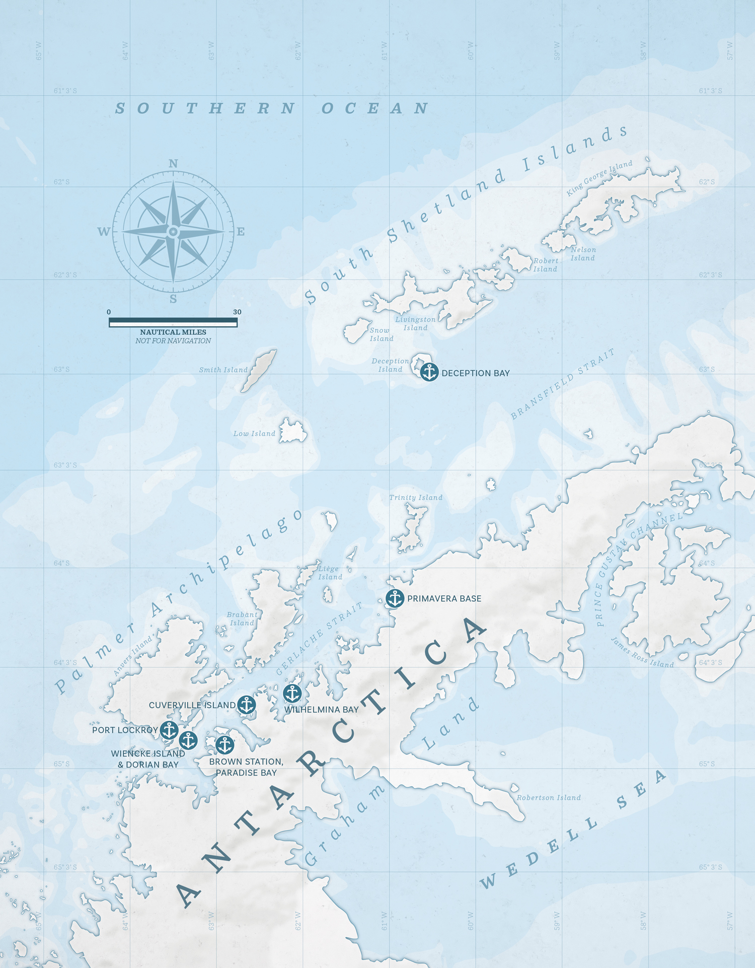 Nautical map of Antartica